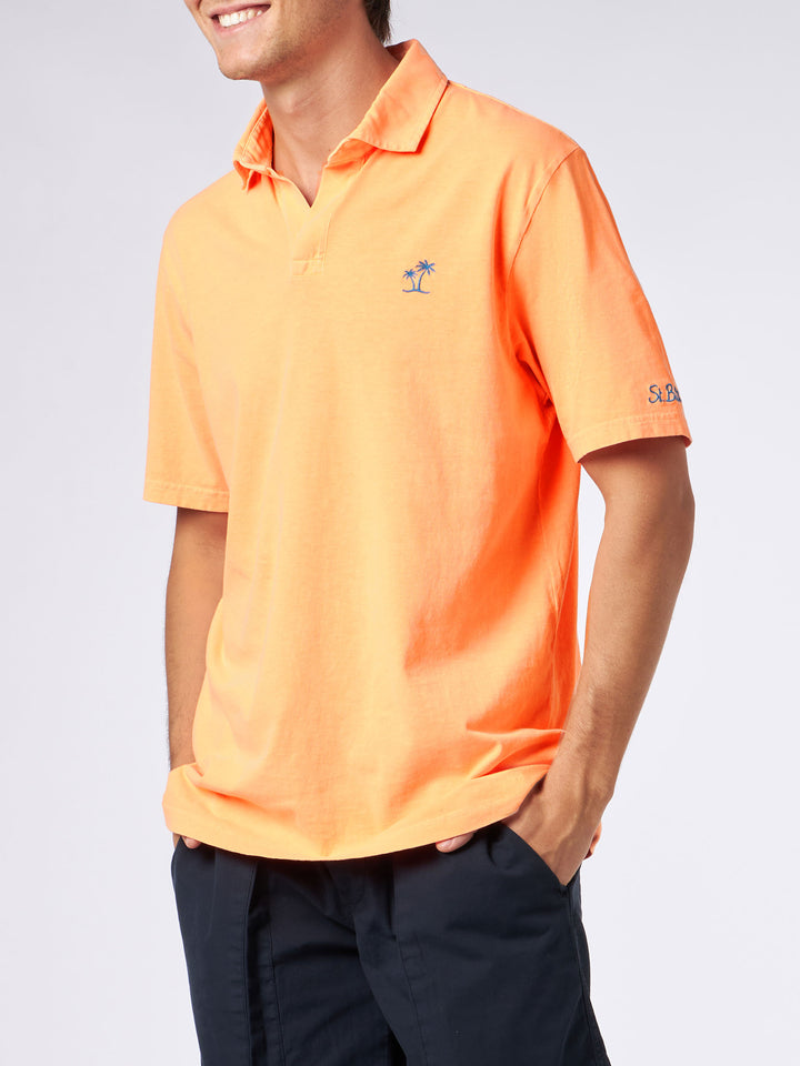Man orange cotton jersey polo - MC2 Saint Barth