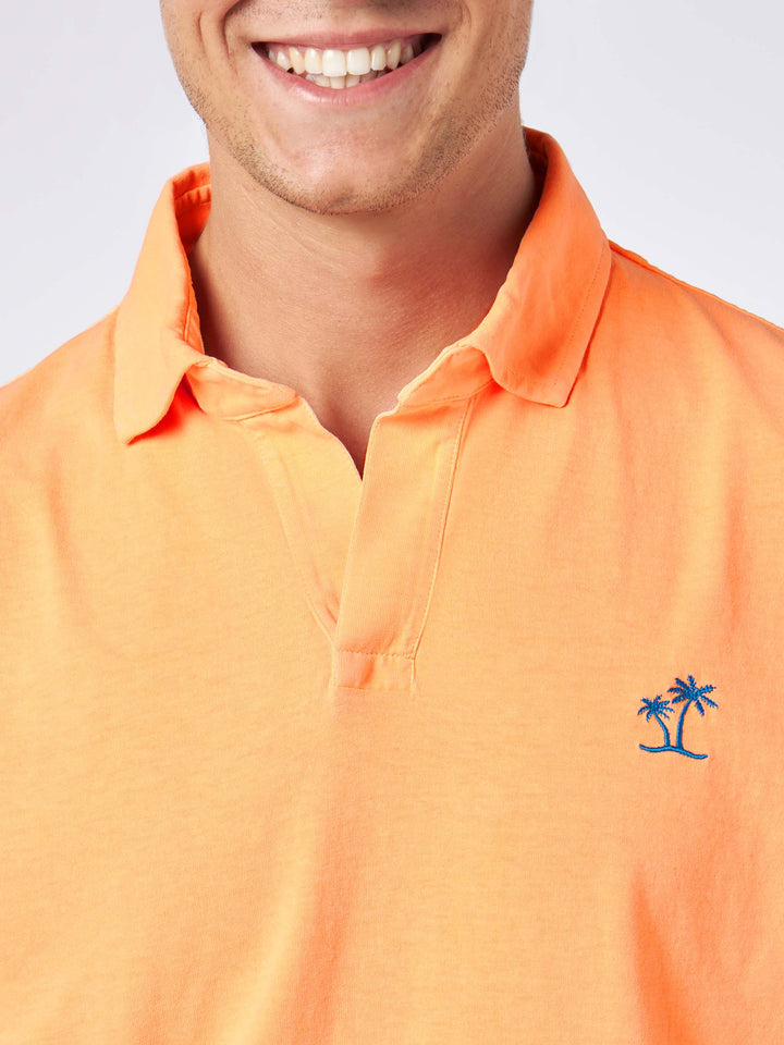 Man orange cotton jersey polo - MC2 Saint Barth
