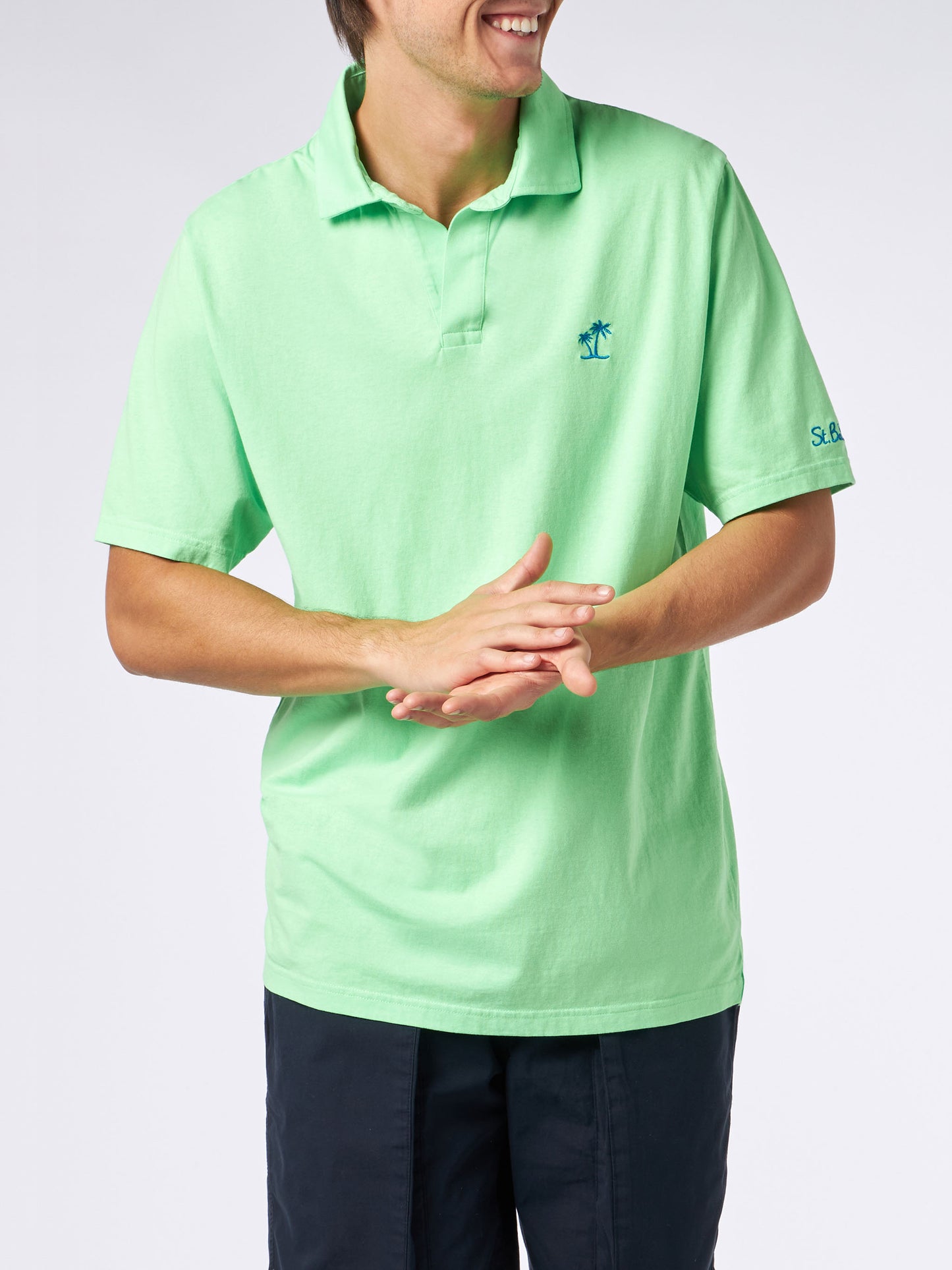 Man green cotton jersey polo - MC2 Saint Barth