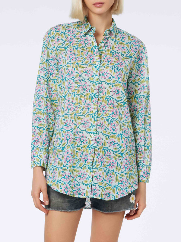 Damen Baumwollshirt Brigitte mit Blumenprint