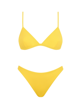 Woman yellow ribbed triangle bikini