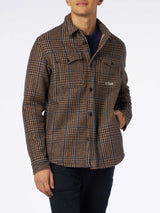 Man wooly Prince of Wales overshirt with pockets and patches