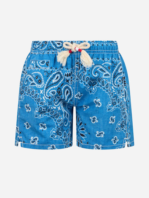 Mittellange Badeshorts für Jungen Caprese Jr mit Denim-Bandana-Print