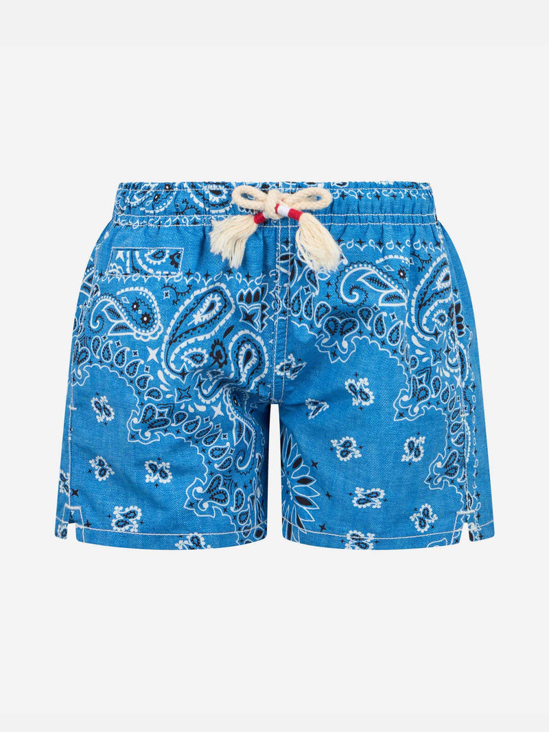 Mittellange Badeshorts für Jungen Caprese Jr mit Denim-Bandana-Print