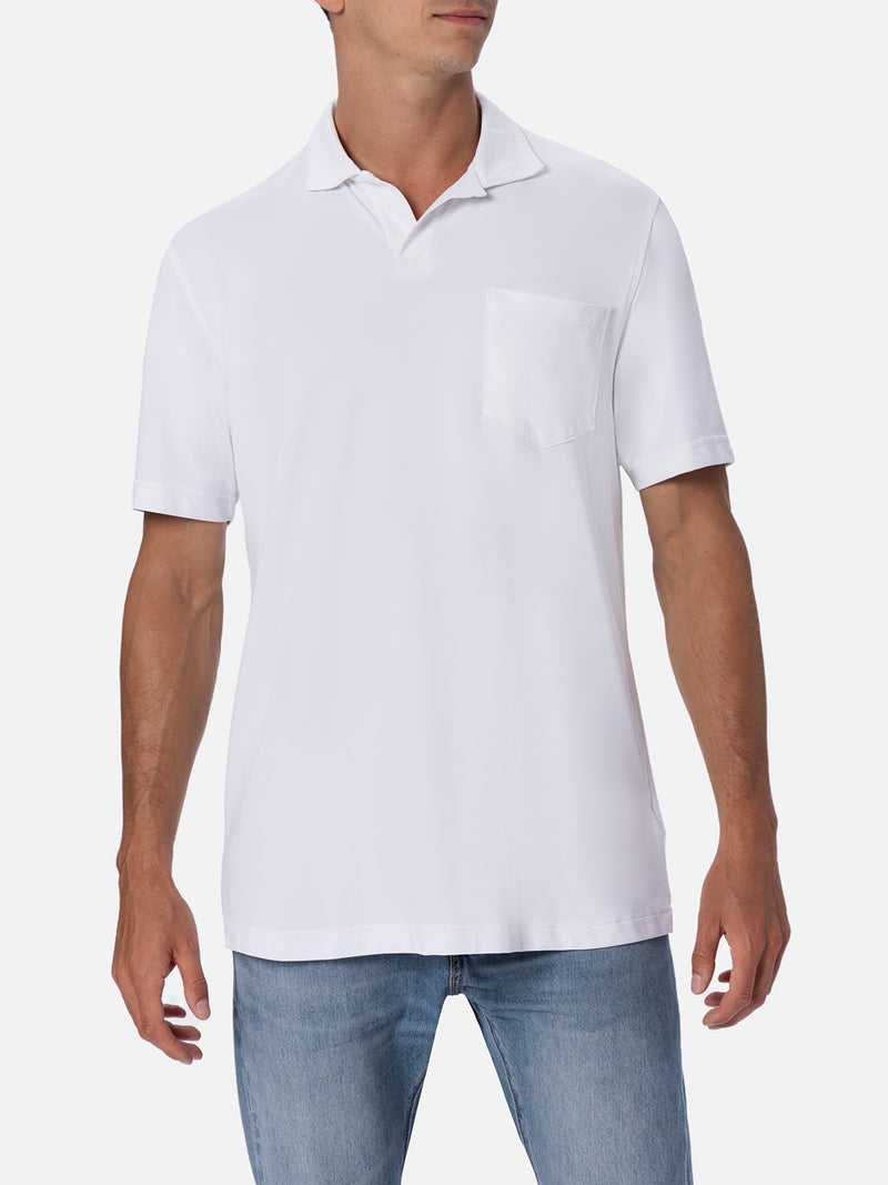 Herren-Poloshirt aus technischem Piquet Camber in Off-White