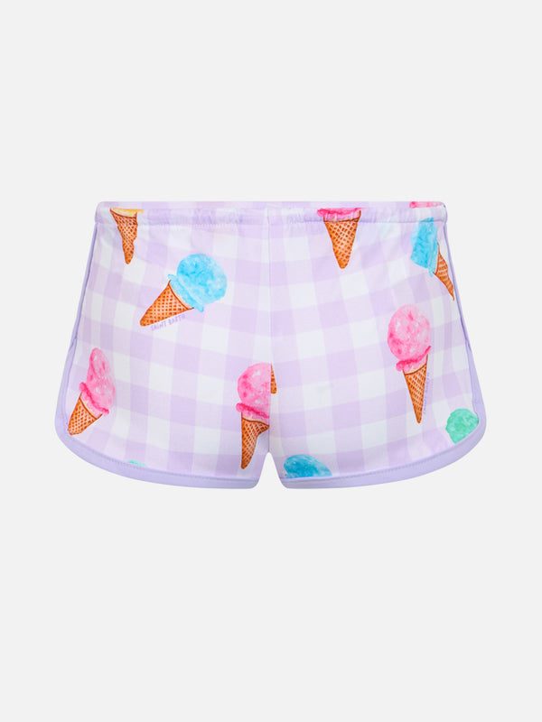 Mädchen-Strandshorts Coco mit Eiscreme-Aufdruck