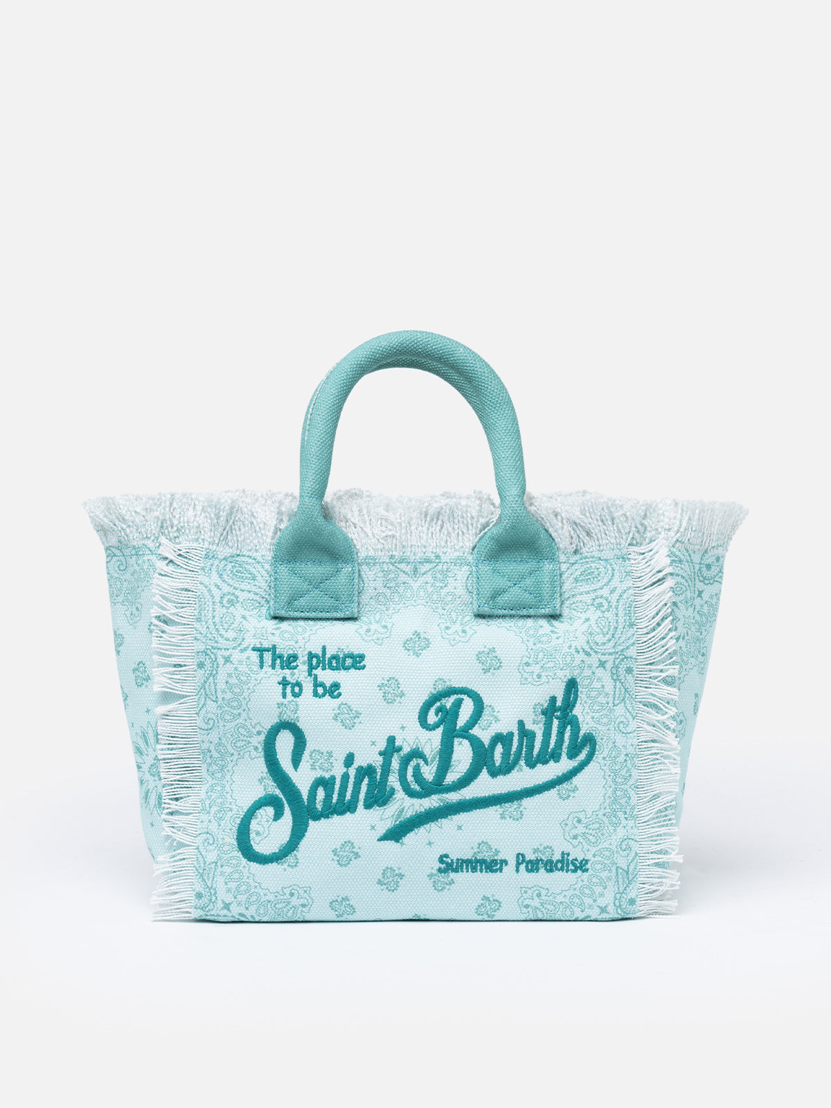 Wassergrüne Colette-Handtasche aus Bandana-Baumwollcanvas