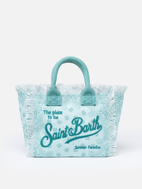Wassergrüne Colette-Handtasche aus Bandana-Baumwollcanvas