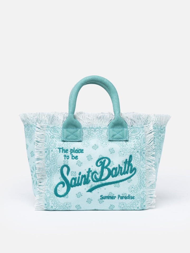 Wassergrüne Colette-Handtasche aus Bandana-Baumwollcanvas