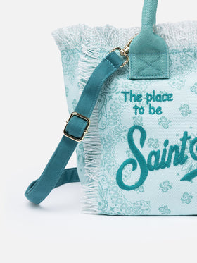 Wassergrüne Colette-Handtasche aus Bandana-Baumwollcanvas