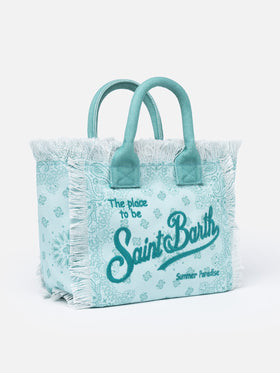 Wassergrüne Colette-Handtasche aus Bandana-Baumwollcanvas