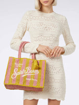 Gestreifte Colette Raffia-Handtasche