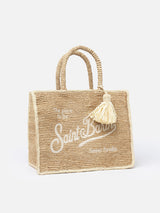 Borsa Colette in rafia beige naturale con ricamo