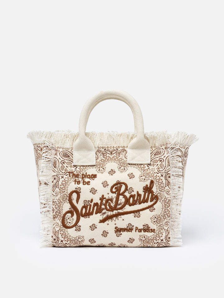 Beige Bandanna-Handtasche Colette aus Baumwollcanvas