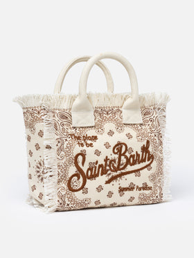 Colette cotton canvas handbag with bandanna print - MC2 Saint Barth