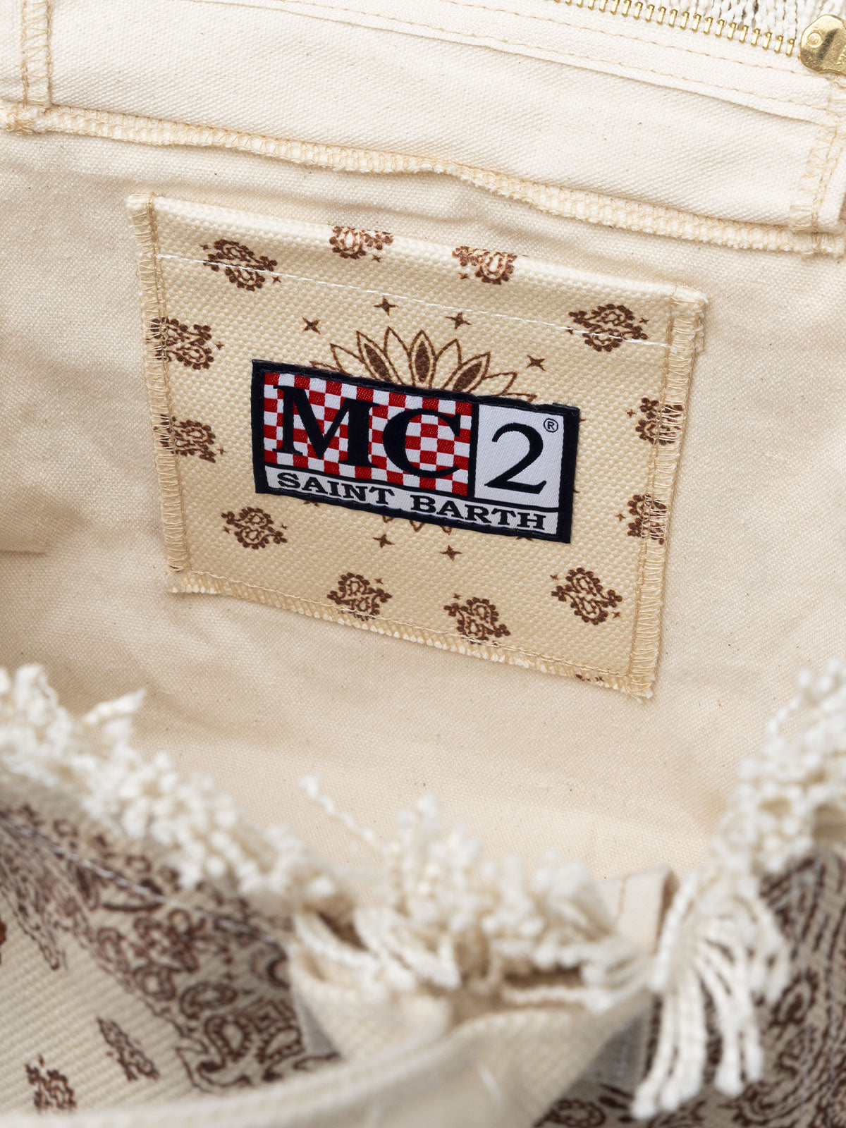 Colette cotton canvas handbag with bandanna print - MC2 Saint Barth