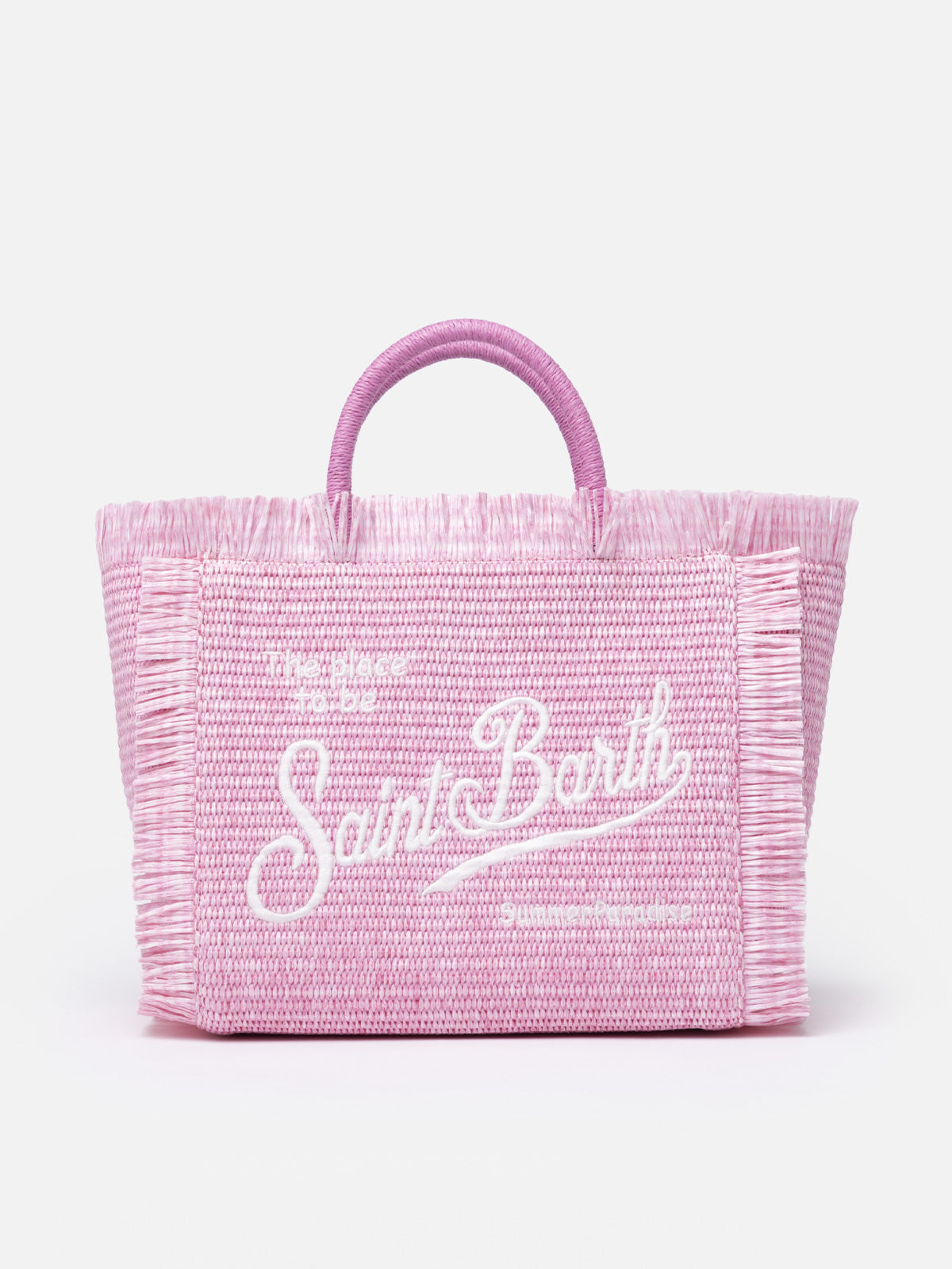 Pink Colette Straw handbag with embroidery
