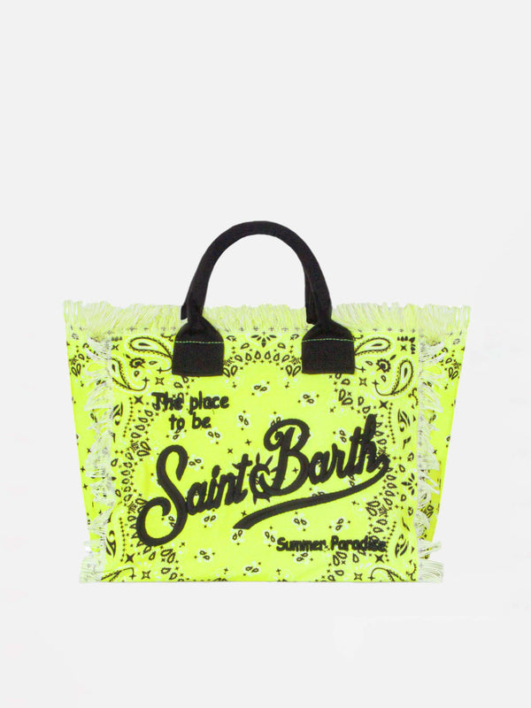 Borsa Colette in canvas di cotone con stampa bandana giallo fluo