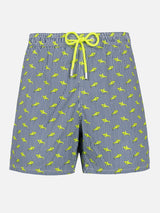 Man Comfort Light swim shorts with sharks print