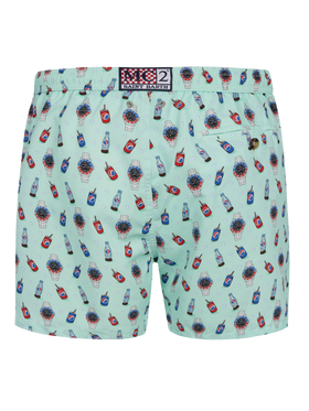 Herren-Badeshorts aus leichtem Stoff Lighting Micro Fantasy mit Uhren- und Getränkeaufdruck