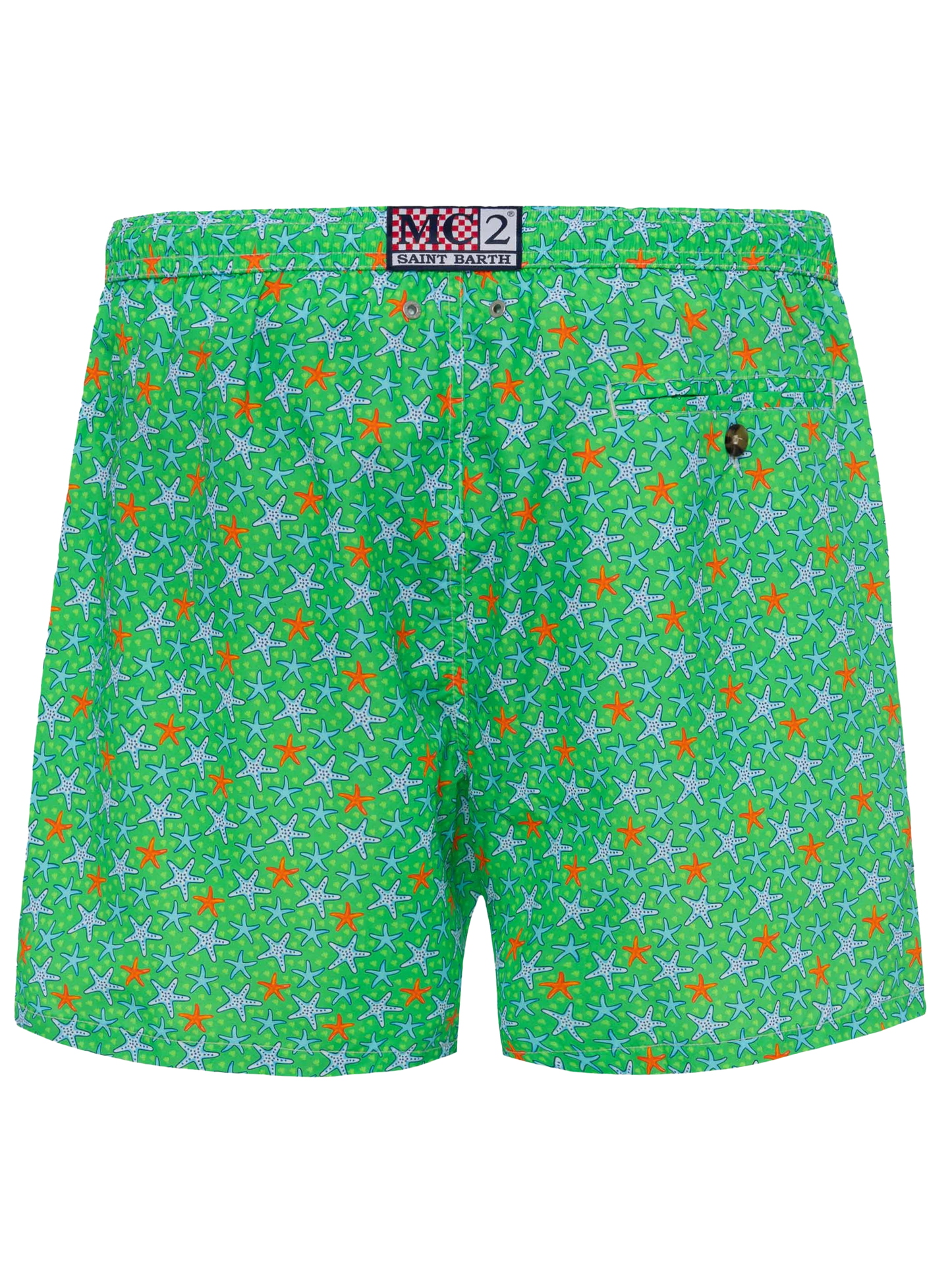 Herren-Badeshorts aus leichtem Stoff mit mehrfarbigem Seestern-Print
