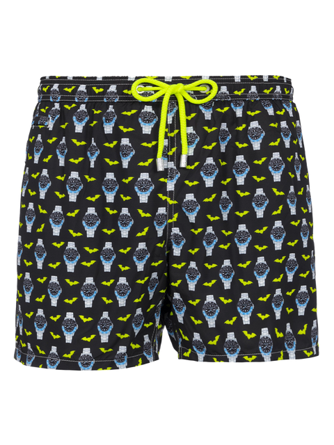 Man lightweight fabric swim-shorts Lighting Micro Fantasy with watches print - MC2 Saint Barth