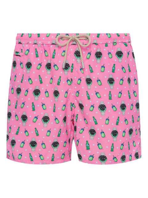Lightweight fabric swim shorts Lighting with watch print - MC2 Saint Barth