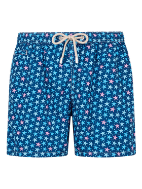 Man lightweight fabric swim-shorts Lighting Micro Fantasy with starfish print