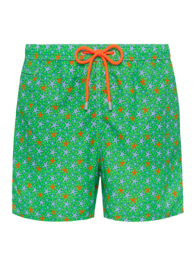 Herren-Badeshorts aus leichtem Stoff mit mehrfarbigem Seestern-Print