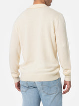 Man white polo collar cashmere blend sweater Covent