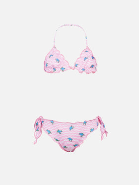 Mädchen klassischer Triangel-Bikini Cris mit Schildkröten-Print