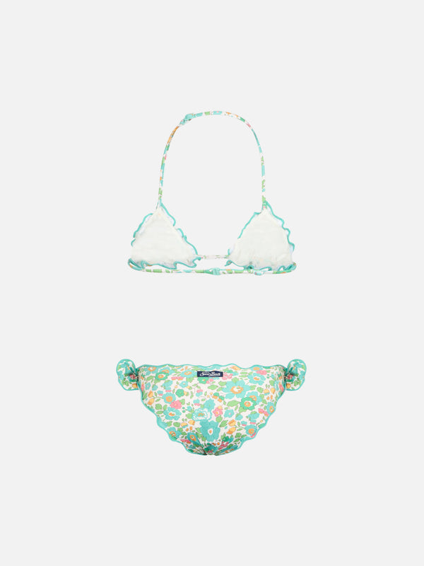 Bikini classico da bambina a triangolo Cris con stampa Betsy | REALIZZATO CON TESSUTO LIBERTY