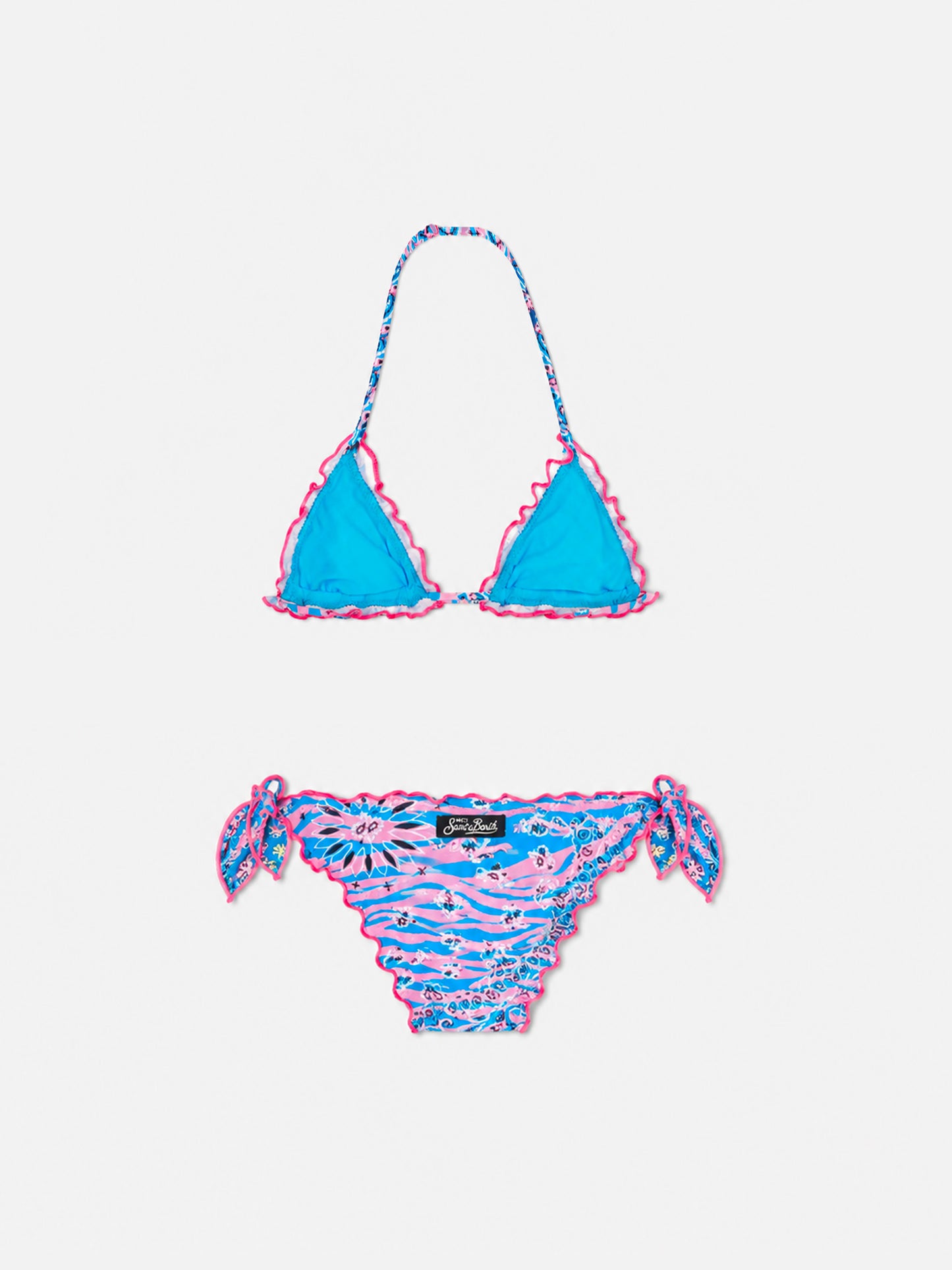 Bikini triangle pour fille avec imprimé bandana zèbre 
