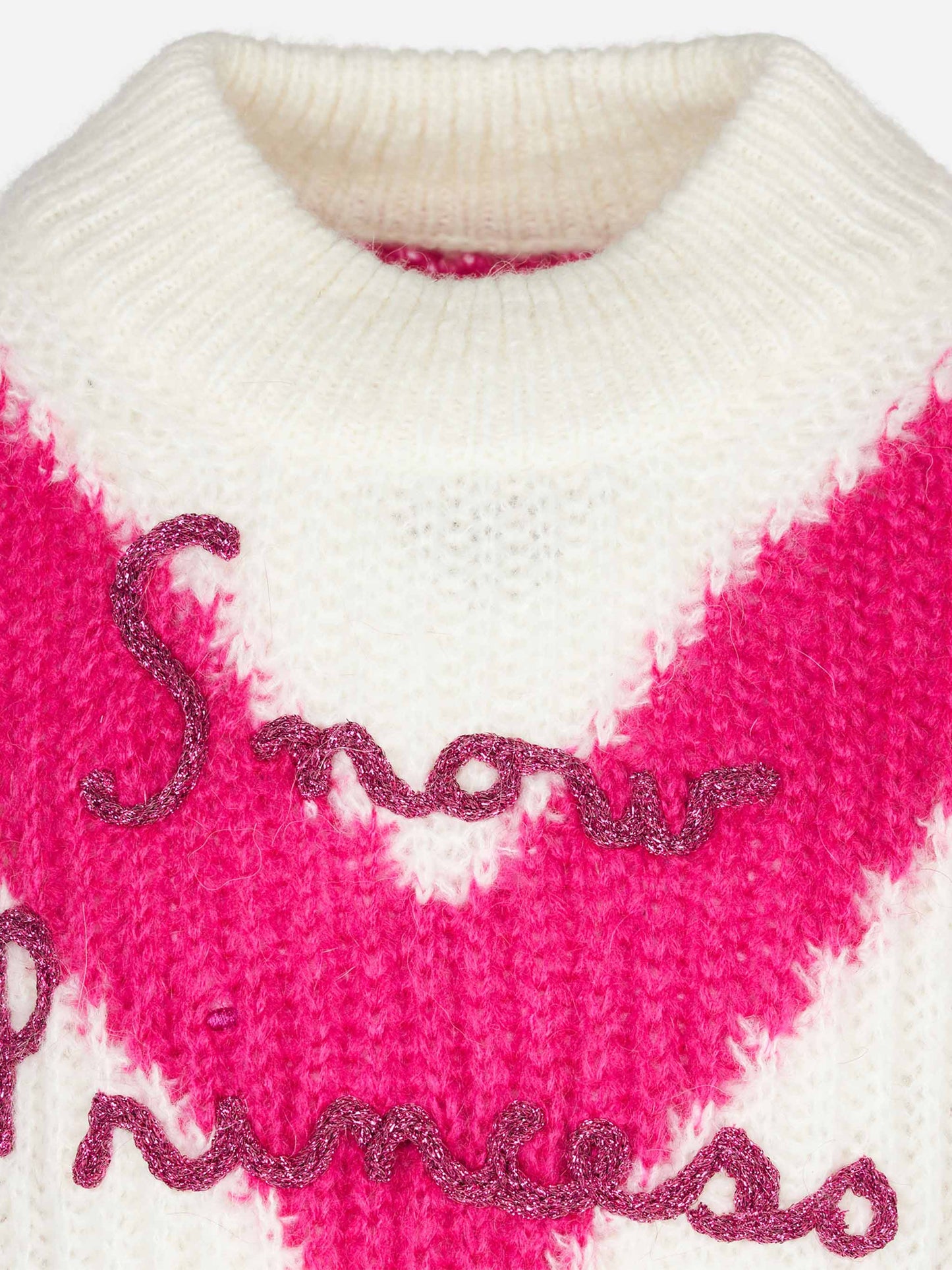 Maglione da bambina morbida dalla forma squadrata con ricamo Snow Princess