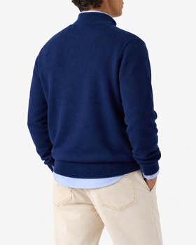 Navy blue sweater in merino cashmere with buttons