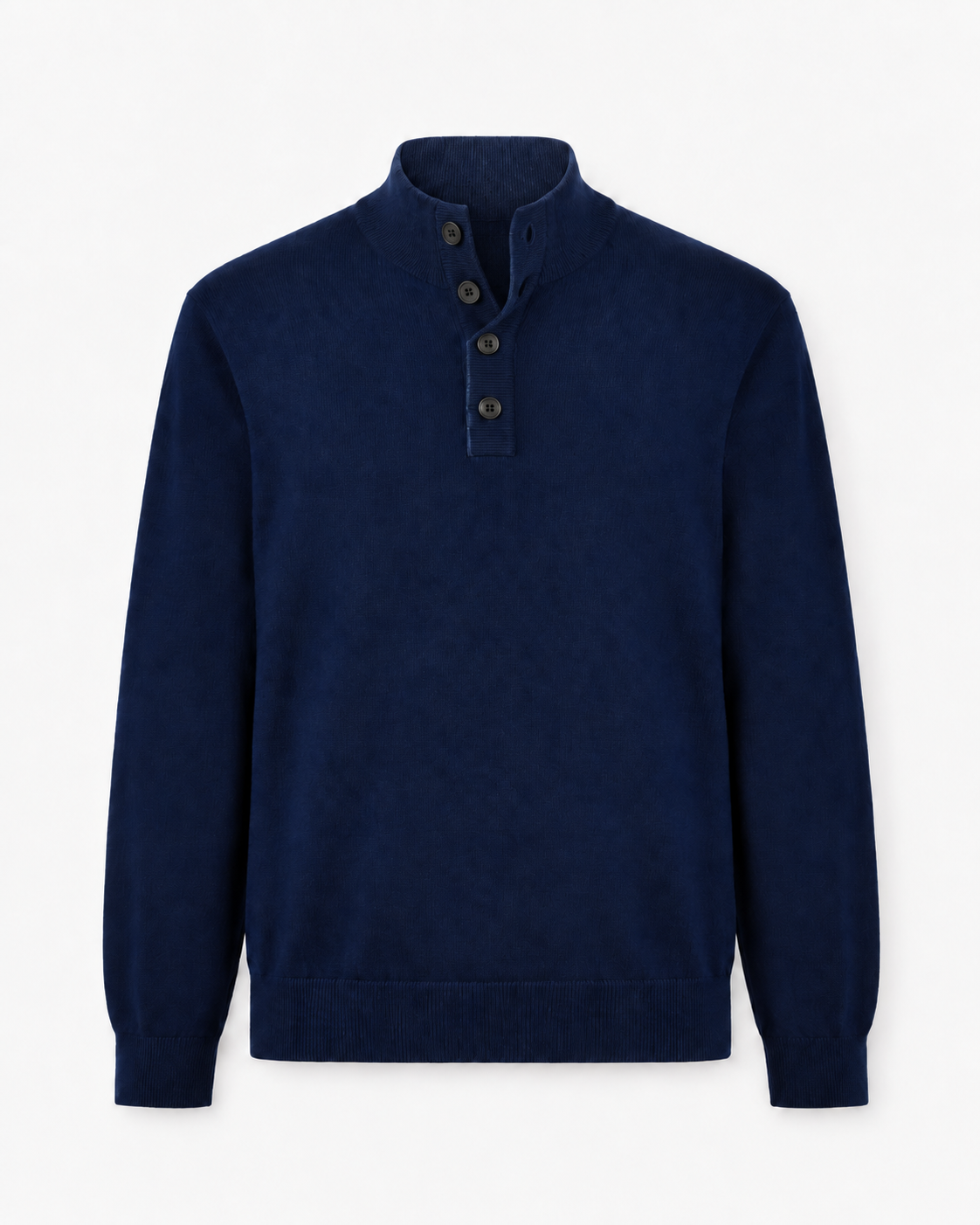 Navy blue sweater in merino cashmere with buttons