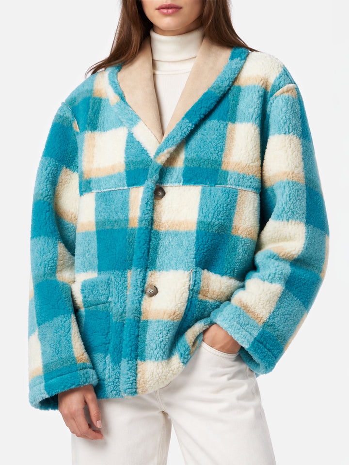 Dorys reversible shearling-effect jacket with tartan print