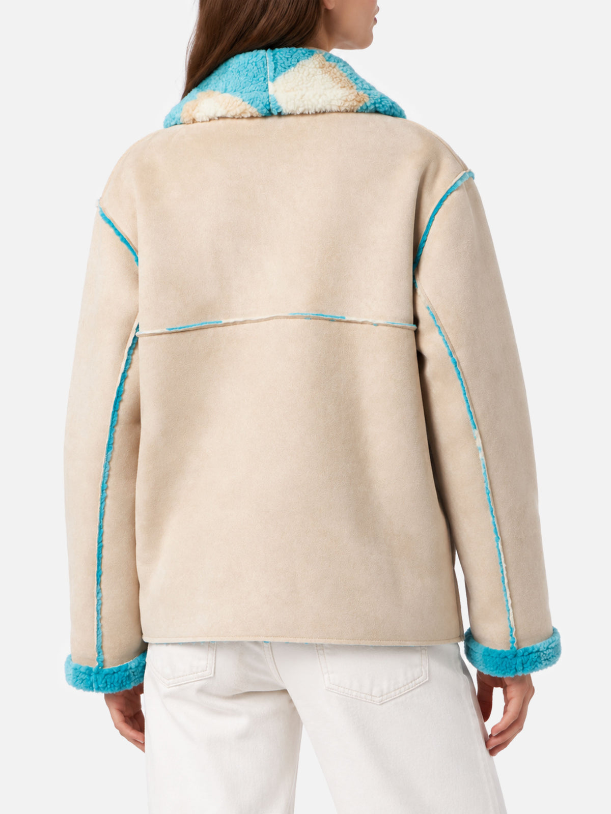 Giacca Dorys reversibile effetto shearling con stampa tartan