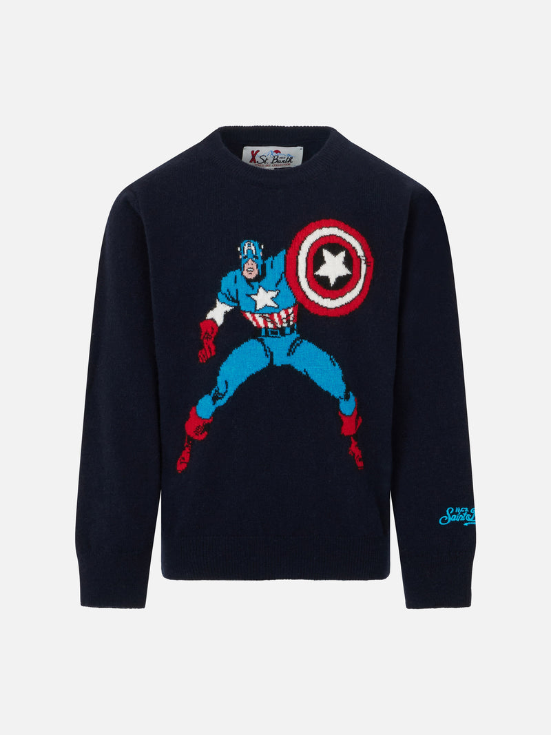 Maglia da bambino girocollo con stampa Capitan America |MARVEL SPECIAL EDITION