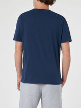 T-shirt da uomo blu Dover in jersey di cotone con ricamo St. Barth