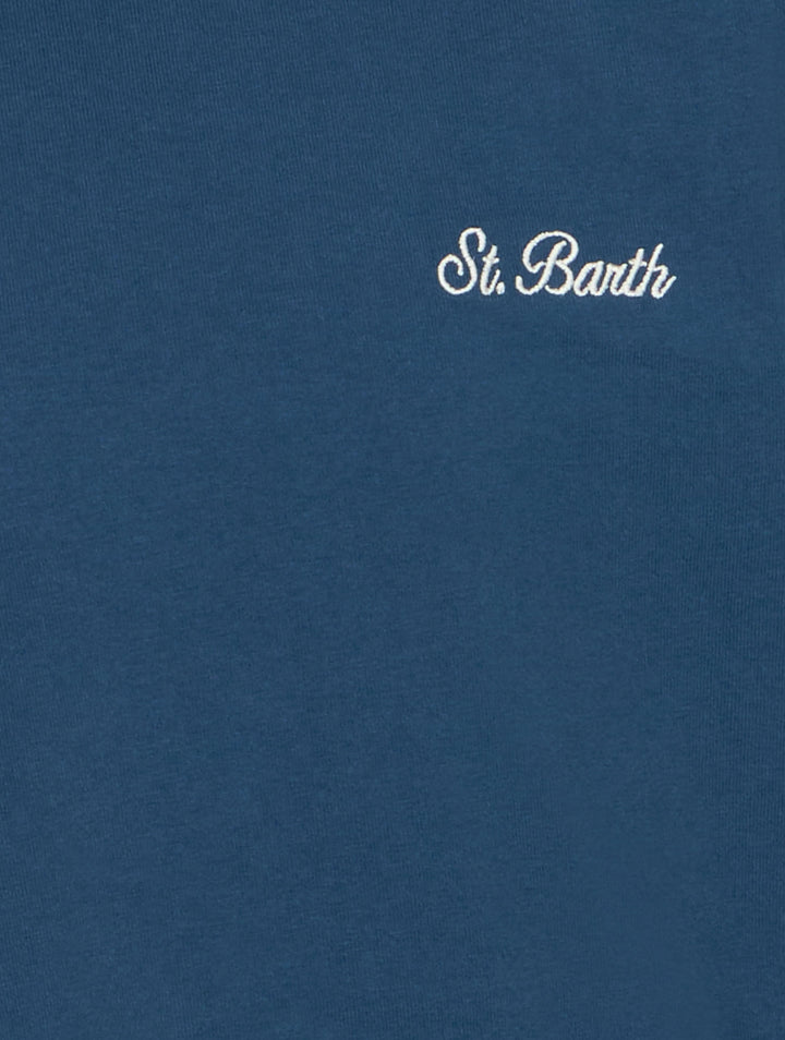 Boy navy blue cotton jersey t-shirt Dover with St. Barth embroidery - MC2 Saint Barth