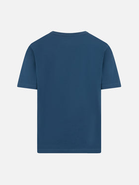 Jungen-T-Shirt aus marineblauem Baumwolljersey „Dover“ mit St. Barth-Stickerei