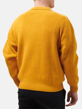 Man ochre cashmere blend sweater Downing with buttoned collar