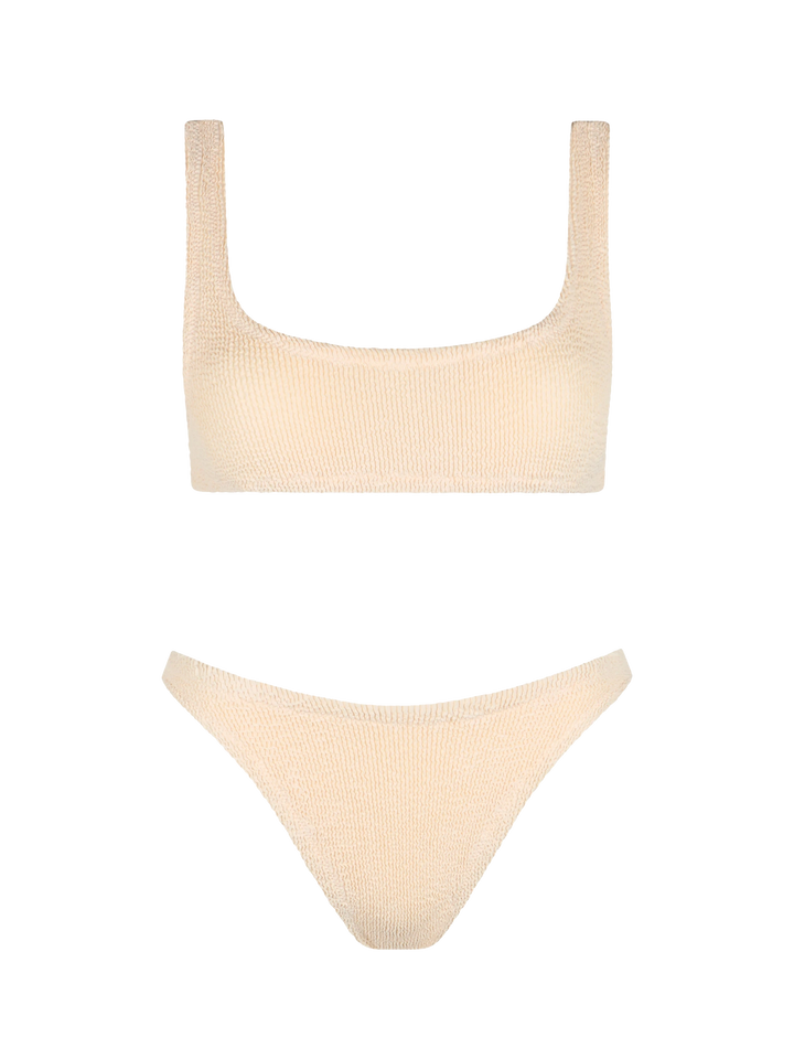 Woman beige classic crinkle bralette bikini Naima Elise
