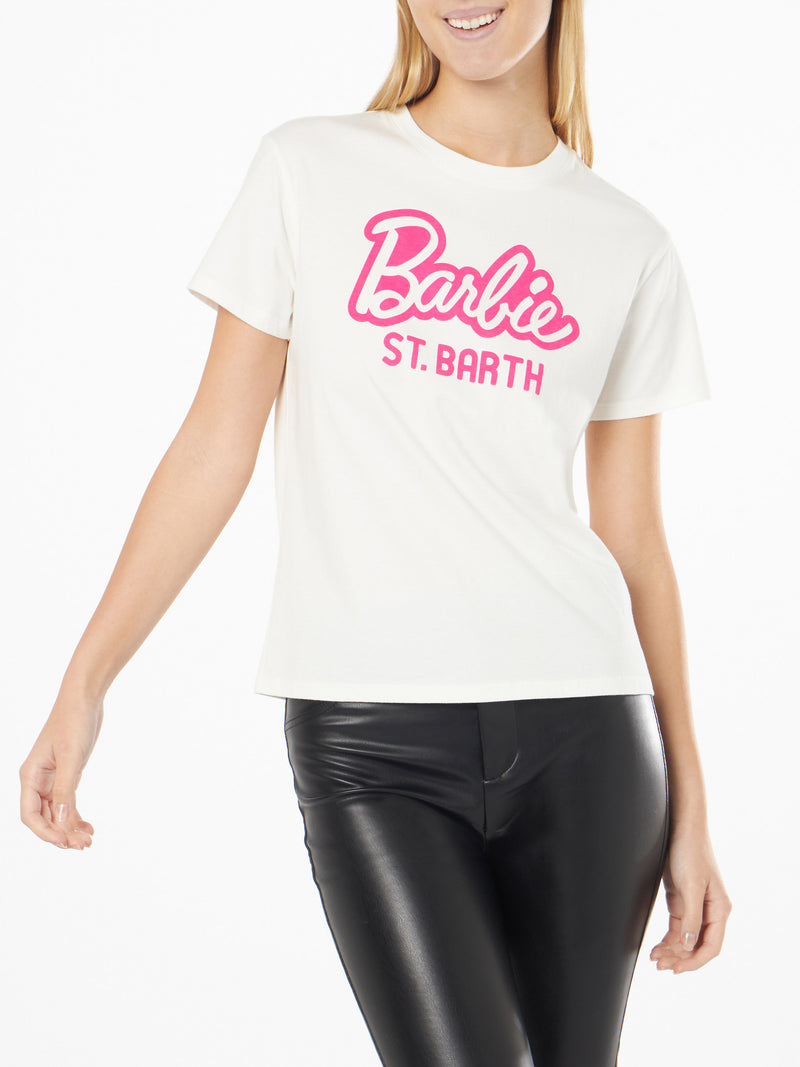 T-shirt da donna in cotone pesante con stampa Barbie St. Barth | EDIZIONE SPECIALE BARBIE