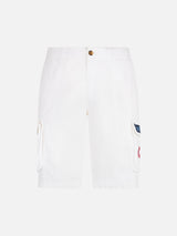 Pantaloncini cargo da uomo in cotone bianco