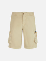 Man beige cotton cargo shorts