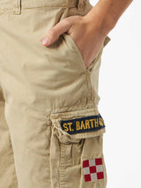 Man beige cotton cargo shorts