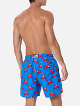 Man mid-length Gustavia swim-shorts with crab print