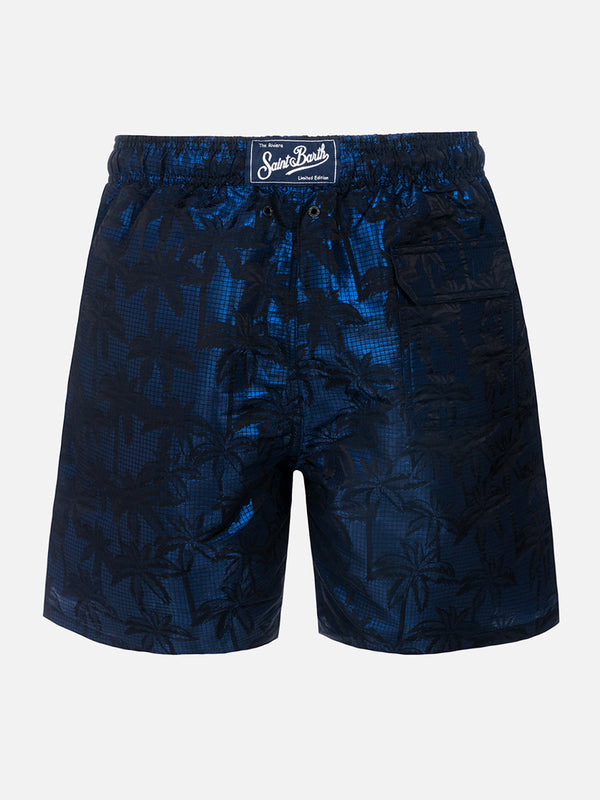 Herren-Badeshorts aus Ripstop-Stoff Harbor The Riviera mit Palmen-Jacquard-Print